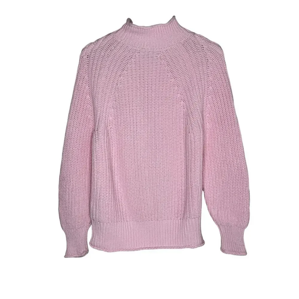 J. Crew Relaxed Long Sleeve Rollneck Knit Pullover Sweater Pink Women's Size S - Picture 5 of 11